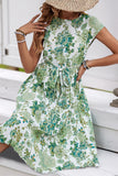 Robe d’été midi à fleurs vertes