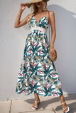 Robe d’été à fleurs vertes dos nu une ligne