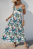 Robe d’été à fleurs vertes dos nu une ligne