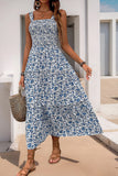 Robe d’été noire florale à une ligne de thé