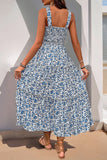 Robe d’été noire florale à une ligne de thé