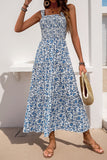 Robe d’été noire florale à une ligne de thé