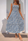 Robe d’été noire florale à une ligne de thé