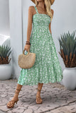 Robe d’été noire florale à une ligne de thé