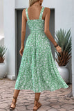 Robe d’été noire florale à une ligne de thé