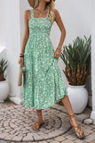 Robe d’été noire florale à une ligne de thé
