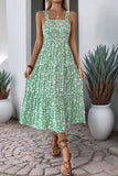 Robe d’été noire florale à une ligne de thé
