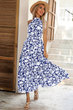 Robe d’été noire fleurie à une ligne avec ceinture