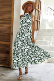 Robe d’été noire fleurie à une ligne avec ceinture