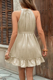 Robe d’été à volants Kahki A Line avec ceinture
