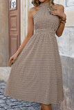 Kahki Halter Robe d’été midi trapèze