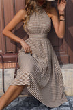 Kahki Halter Robe d’été midi trapèze