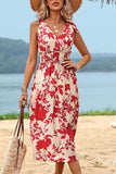 Robe d’été sans manches à imprimé floral rouge