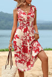Robe d’été sans manches à imprimé floral rouge