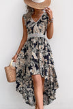 Robe d’été à volants imprimé noir