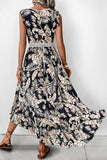 Robe d’été à volants imprimé noir