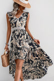 Robe d’été à volants imprimé noir