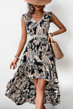 Robe d’été à volants imprimé noir