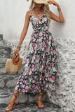 Robe d’été à fleurs imprimée noire
