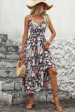 Robe d’été à fleurs imprimée noire