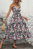 Robe d’été à fleurs imprimée noire