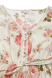 Robe d’été trapèze à col en V imprimé abricot