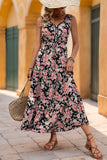 Robe d’été trapèze à col en V imprimé abricot