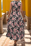 Robe d’été trapèze à col en V imprimé abricot