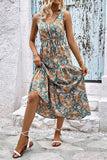 Robe d’été trapèze à col en V imprimé abricot