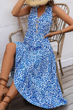 Robe d’été ligne à col en V orange imprimée