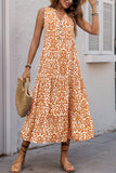 Robe d’été ligne à col en V orange imprimée