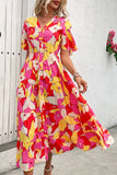 Robe d’été fuchsia à imprimé floral avec ceinture