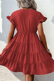 Robe d’été rouge simple à manches courtes
