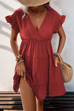 Robe d’été rouge simple à manches courtes
