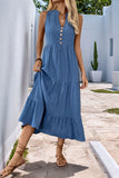 Gris Bleu Robe d’été décontractée trapèze