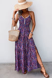 Robe d’été imprimée d’un dos nu violet foncé