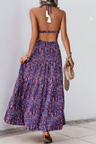 Robe d’été imprimée d’un dos nu violet foncé