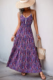 Robe d’été imprimée d’un dos nu violet foncé