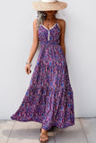 Robe d’été imprimée d’un dos nu violet foncé