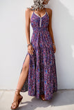 Robe d’été imprimée d’un dos nu violet foncé