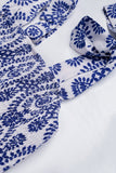 Robe d’été A Line imprimée bleue avec fente