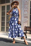 Robe d’été Floral Bleu Foncé Une Ligne