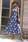 Robe d’été Floral Bleu Foncé Une Ligne