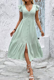 Col V Vert Clair Robe d’été trapèze