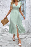 Col V Vert Clair Robe d’été trapèze