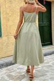 Robe d’été plissée à bretelles spaghetti vertes