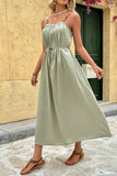 Robe d’été plissée à bretelles spaghetti vertes