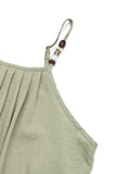 Robe d’été plissée à bretelles spaghetti vertes