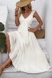 Robe longue d’été blanche à col en V