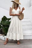 Robe longue d’été blanche à col en V